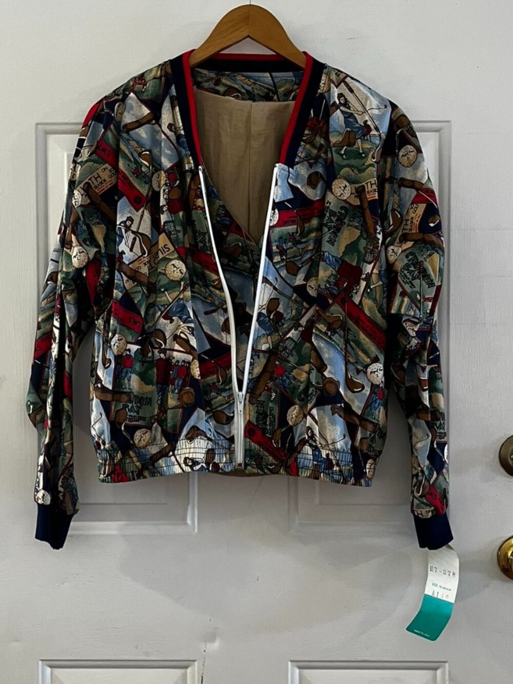 Vintage Deadstock Michele Palmer Novelty Print Golf Print Vest & Jacket Sz Med